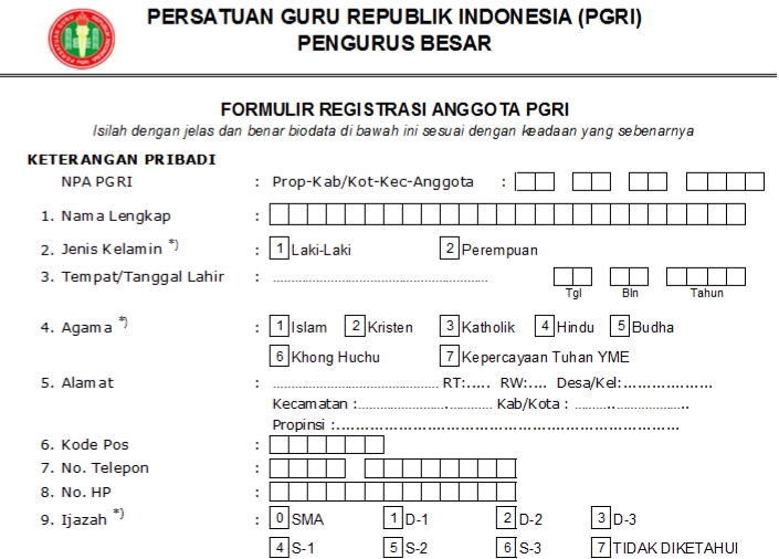 Pendaftaran PGRI Ketapang - Persatuan Guru Republik Indonesia Cabang Ketapang